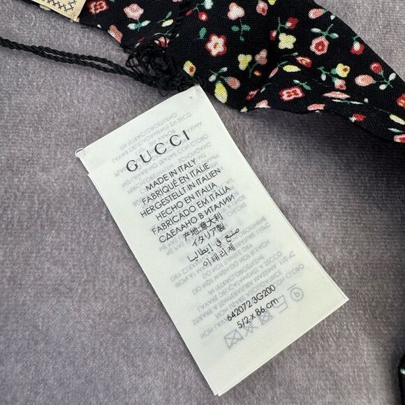 GUCCI X Liberty Black/Multicolor Wool Floral Print Twilly - Picture 6 of 8